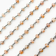 Coated Peach Moonstone Wire Chain